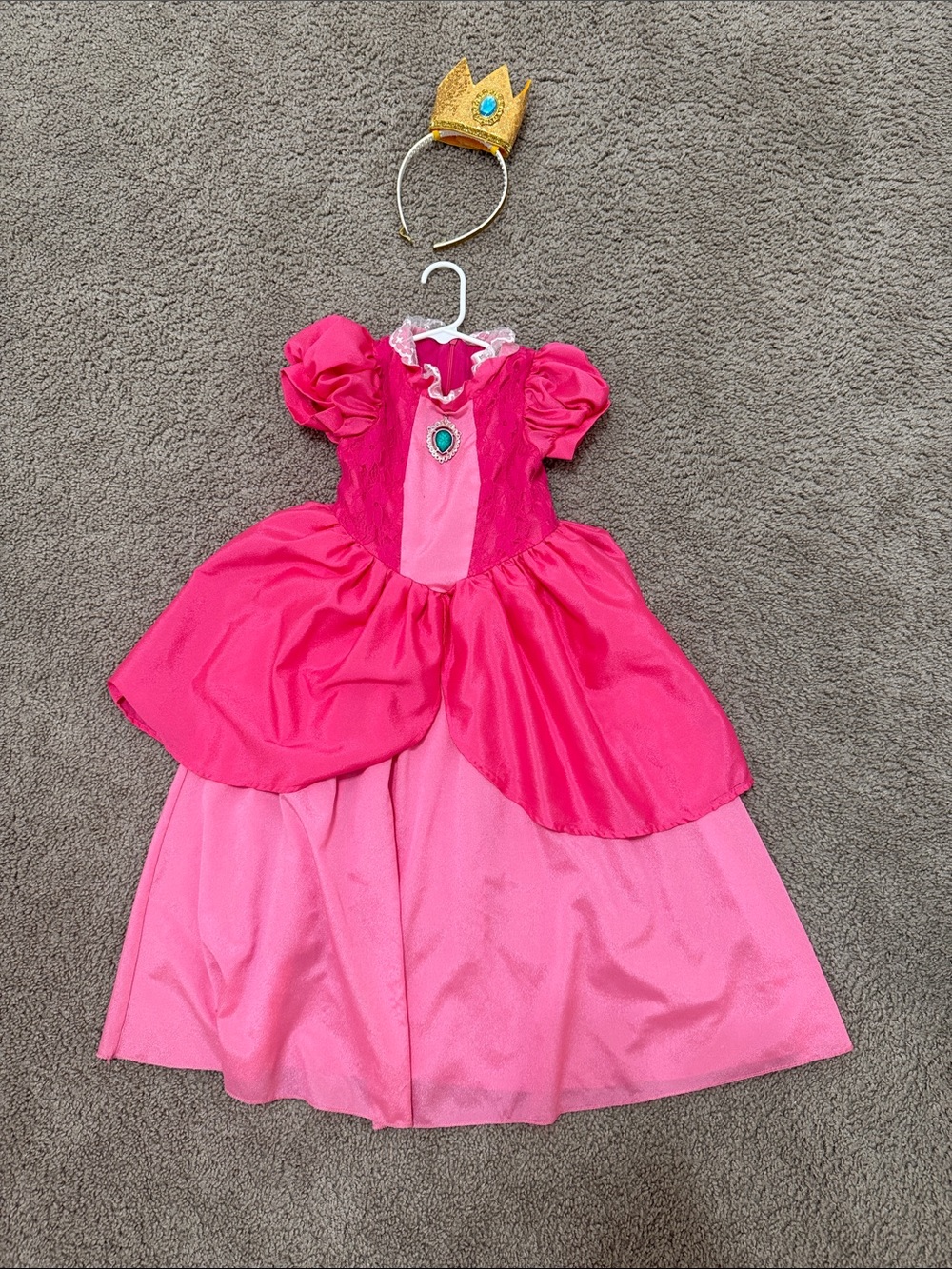 Girls' Princess peach Costume Dress with Gold Tiara - Kids Costume